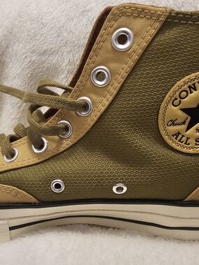 Converse olive and gold high-top Chuck Taylor sneaker